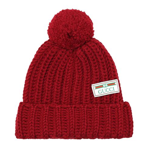 gucci beanie with pom red|Gucci beanies.